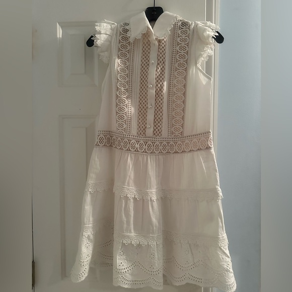 BRAND NEW NWT Alice + Olivia White Meeko Eyelit Embroidered Mini Shirt Dress - Picture 9 of 14
